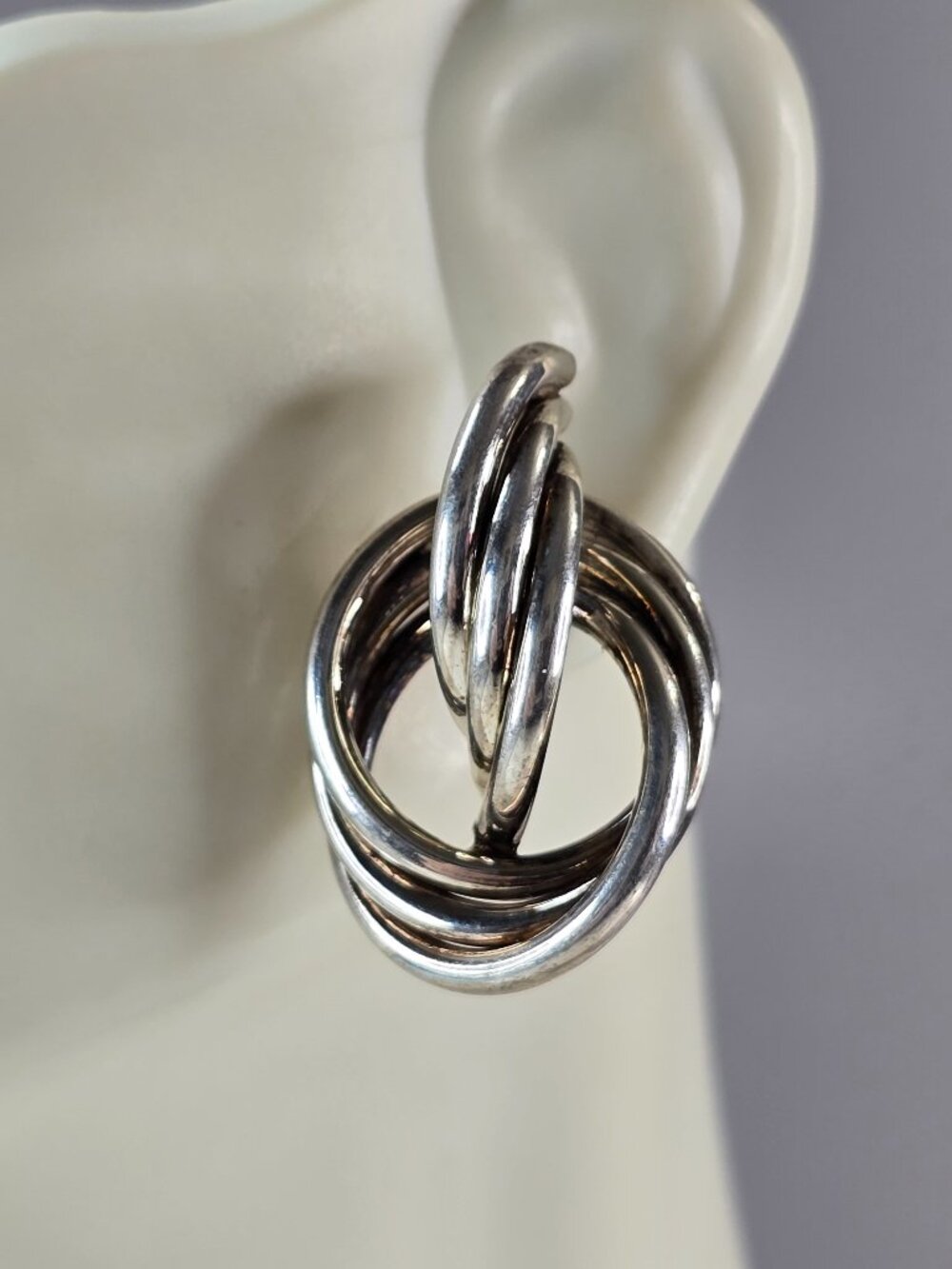 Womens Vintage Estate Sterling Silver Modernist Earrings 7.0g E6681